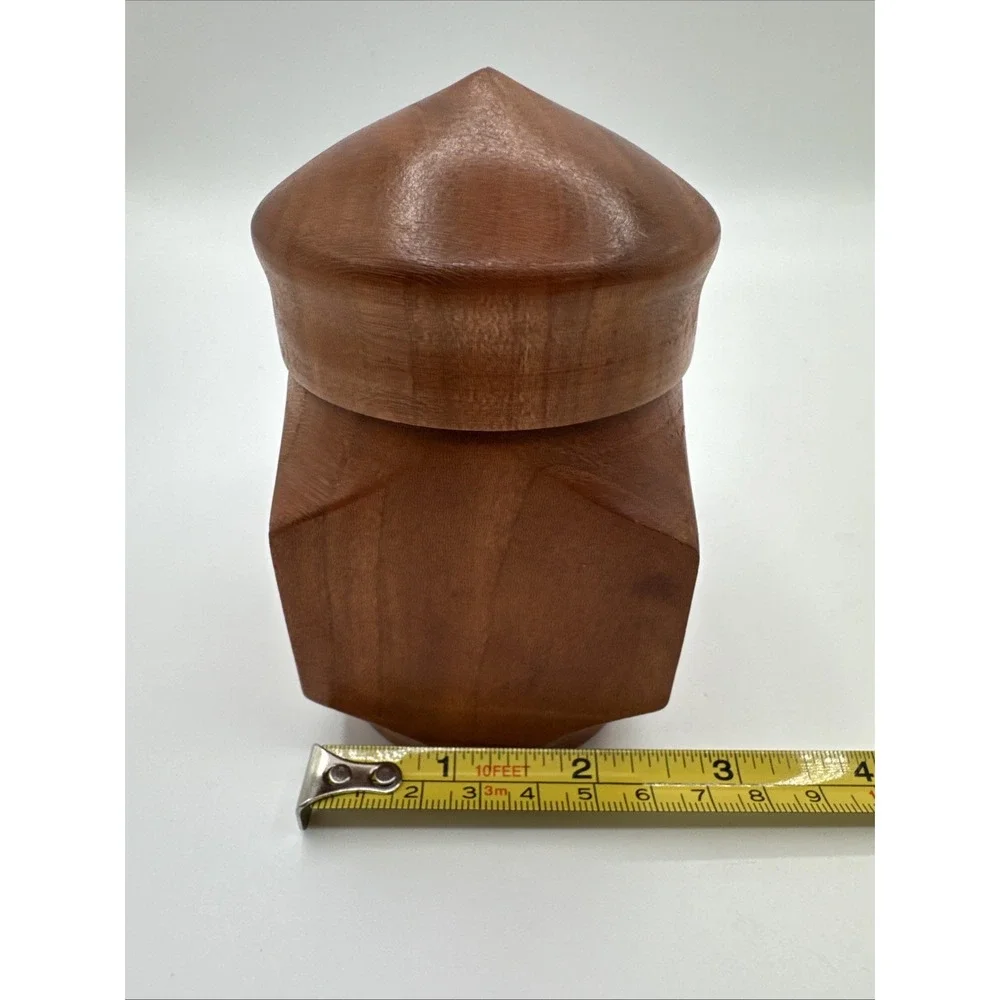 Vintage Turned Teak Wood Tobacco Jar Canister Apothecary Storage Box w/ Lid 4.5